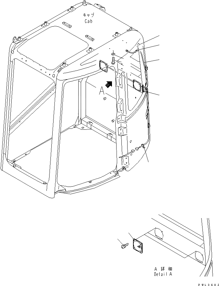 Схема запчастей Komatsu PC228USLC-2 - КАБИНА (БЕЗ РАДИО) (ДЛЯ ЕС)(№-) КАБИНА ОПЕРАТОРА И СИСТЕМА УПРАВЛЕНИЯ