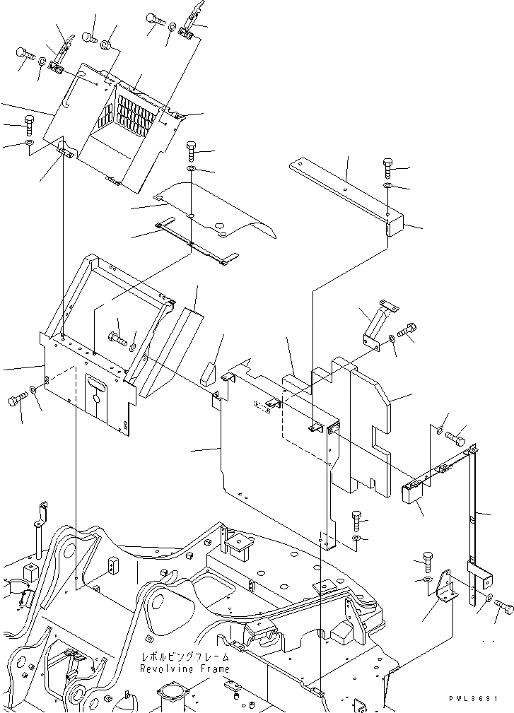 Схема запчастей Komatsu PC228USLC-2 - КАПОТ (ЧАСТЬITON COVER) (/) (ДЛЯ ЕС)(№-) ЧАСТИ КОРПУСА