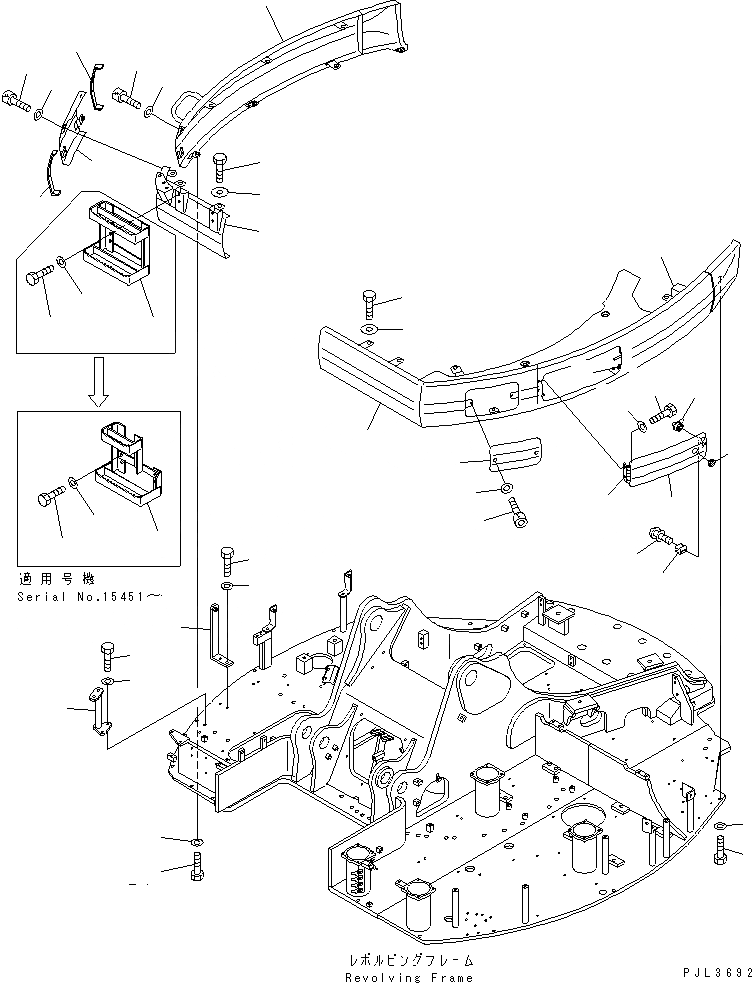 Схема запчастей Komatsu PC228USLC-2 - БОКОВ. КРЫШКА (ПРАВ.) (ДЛЯ ЕС)(№-) ЧАСТИ КОРПУСА