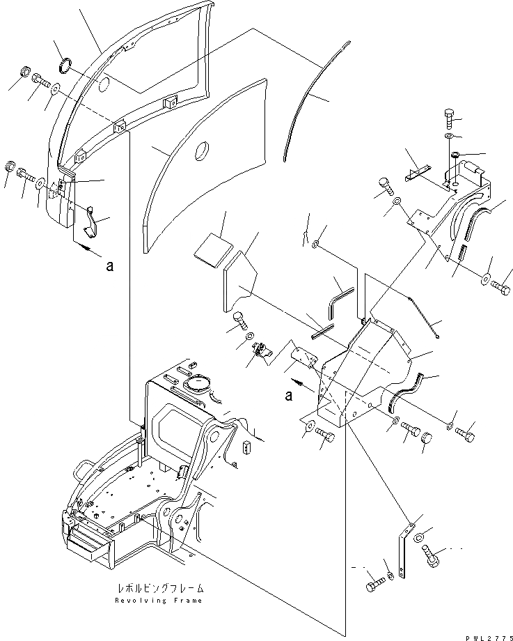 Схема запчастей Komatsu PC228USLC-2 - ПЕРЕДН. КРЫШКА(COVER) (/) ЧАСТИ КОРПУСА