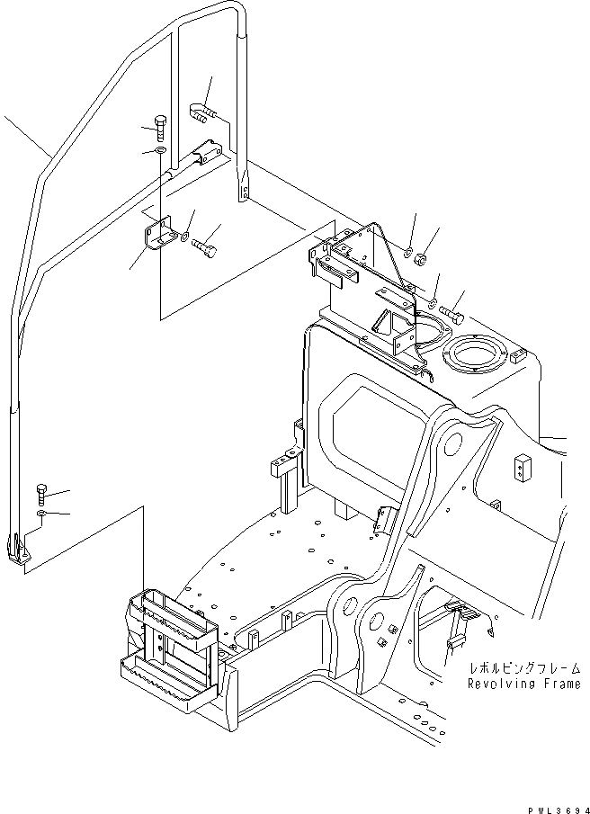 Схема запчастей Komatsu PC228USLC-2 - ПОРУЧНИ (ДЛЯ ЕС)(№-) ЧАСТИ КОРПУСА