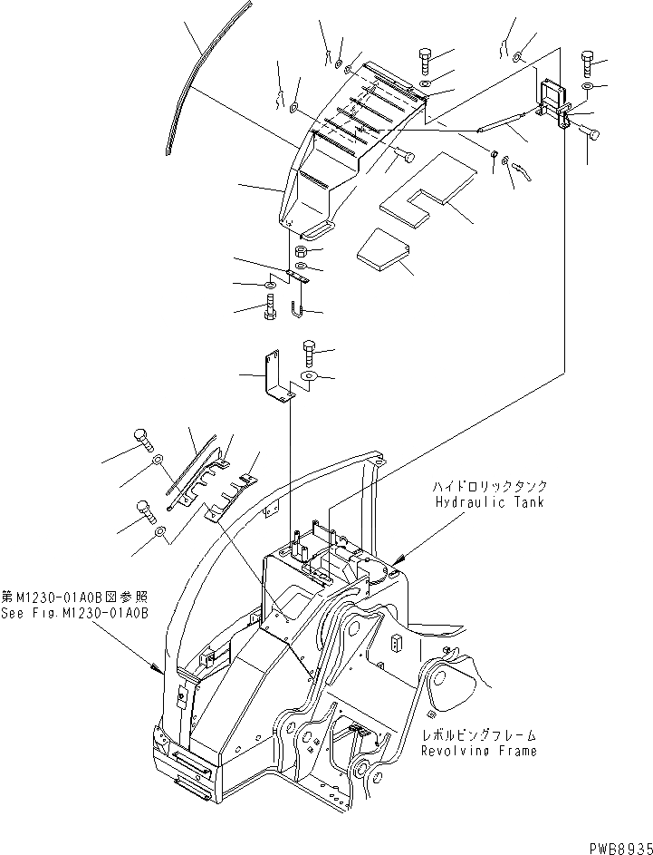 Схема запчастей Komatsu PC228USLC-1 - ПЕРЕДН. КРЫШКА(COVER) (/)(№-) ЧАСТИ КОРПУСА