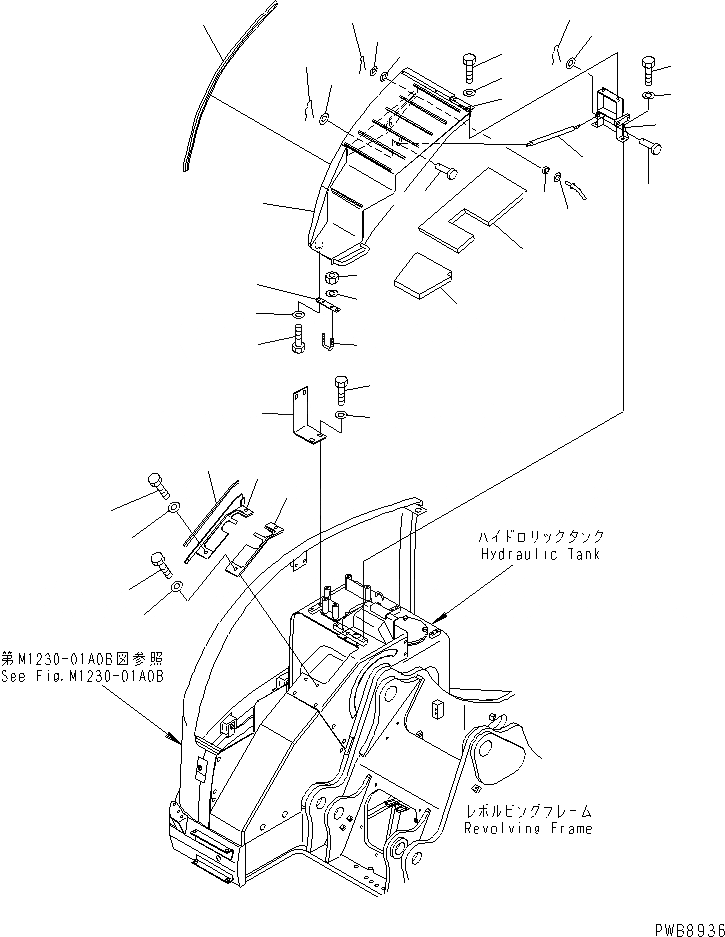 Схема запчастей Komatsu PC228USLC-1 - ПЕРЕДН. КРЫШКА(COVER) (/) (ДЛЯ MONO-СТРЕЛА) ЧАСТИ КОРПУСА