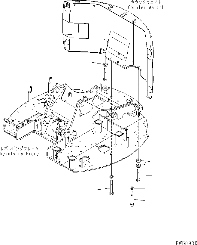 Схема запчастей Komatsu PC228USLC-1 - КРЕПЛЕНИЕ ПРОТИВОВЕСА ЧАСТИ КОРПУСА