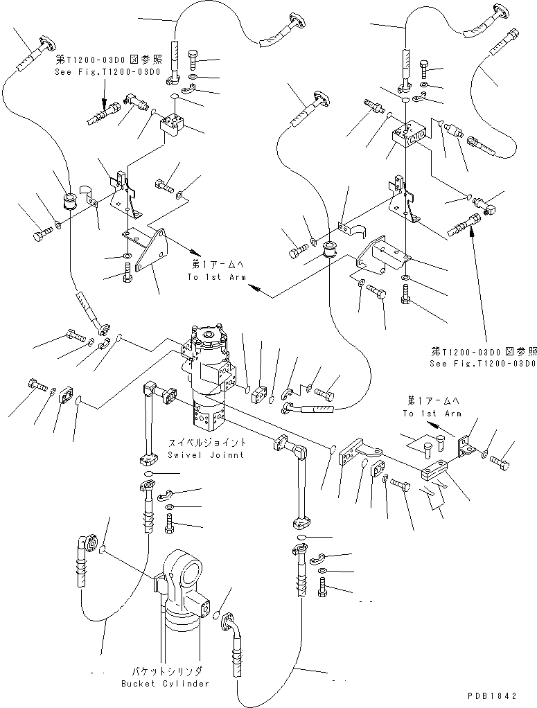 Схема запчастей Komatsu PC228USLC-1 - ROTATION РУКОЯТЬ (.9M) (ТРУБЫ) РАБОЧЕЕ ОБОРУДОВАНИЕ