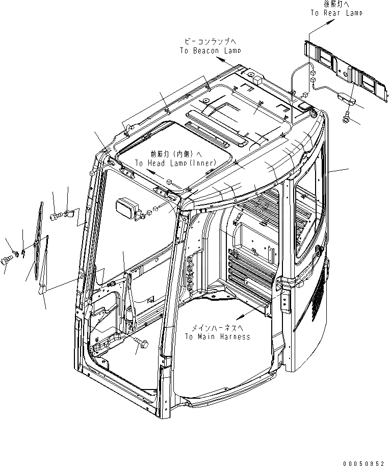 Схема запчастей Komatsu PC228USLC-3E0 - КАБИНА (ДВОРНИКИ И ОСВЕЩЕНИЕ) КАБИНА ОПЕРАТОРА И СИСТЕМА УПРАВЛЕНИЯ