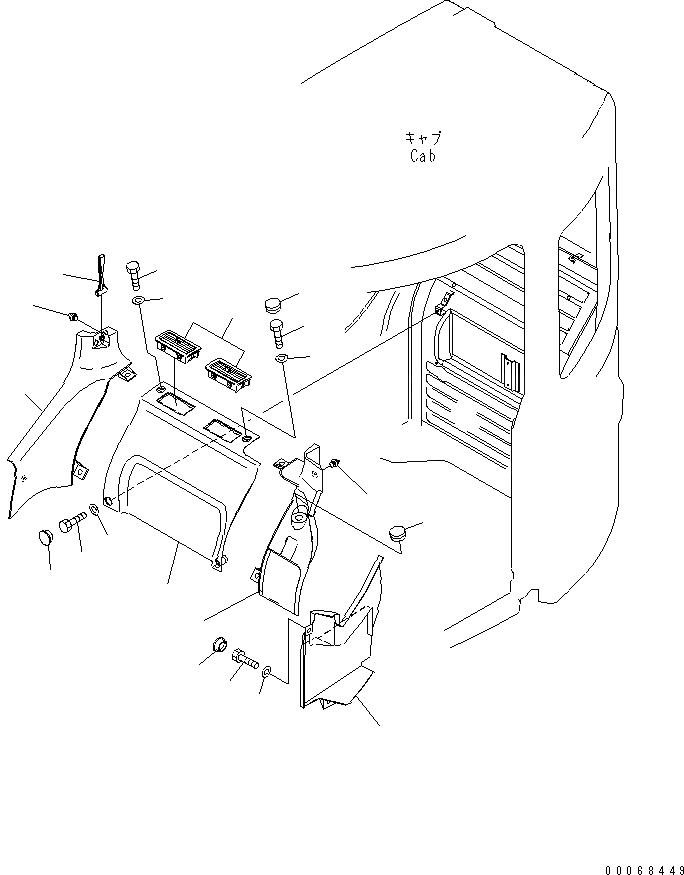 Схема запчастей Komatsu PC228USLC-3E0 - КАБИНА (COVER) КАБИНА ОПЕРАТОРА И СИСТЕМА УПРАВЛЕНИЯ