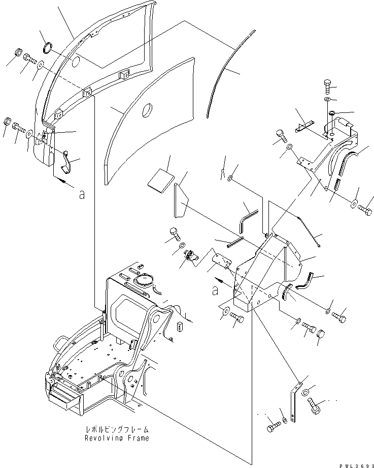 Схема запчастей Komatsu PC228US-2J - ПЕРЕДН. КРЫШКА(COVER) (/) ( АКТУАТОР) (ДЛЯ ЕС)(№-) ЧАСТИ КОРПУСА