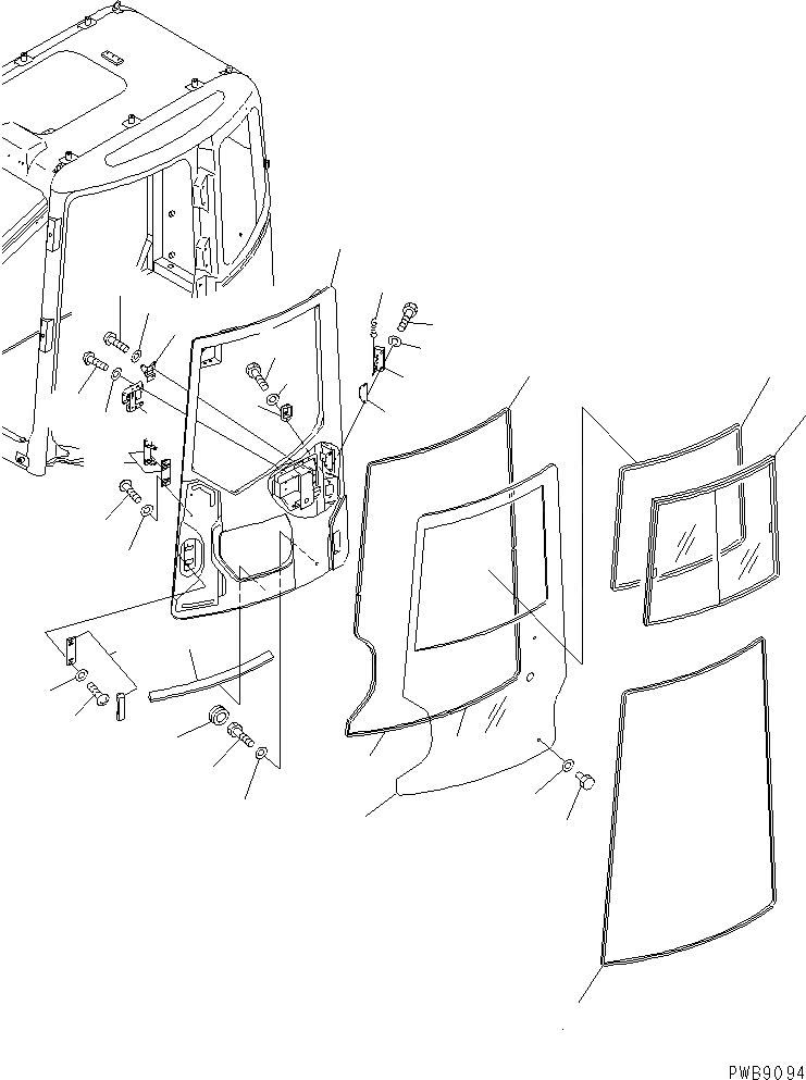 Схема запчастей Komatsu PC228US-1 - КАБИНА (ДВЕРЬ)(№-9) КАБИНА ОПЕРАТОРА И СИСТЕМА УПРАВЛЕНИЯ