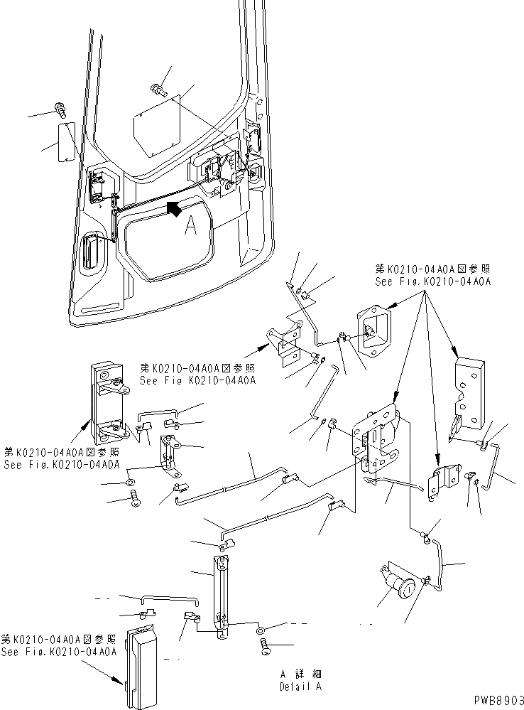 Схема запчастей Komatsu PC228US-1 - КАБИНА (ЗАМОК ДВЕРИ МЕХАНИЗМ)(№-9) ОСНОВН. КОМПОНЕНТЫ И РЕМКОМПЛЕКТЫ