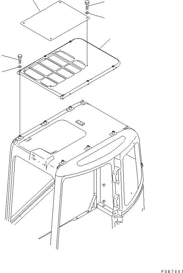 Схема запчастей Komatsu PC228US-1 - ВЕРХН. ЗАЩИТА КАБИНА ОПЕРАТОРА И СИСТЕМА УПРАВЛЕНИЯ