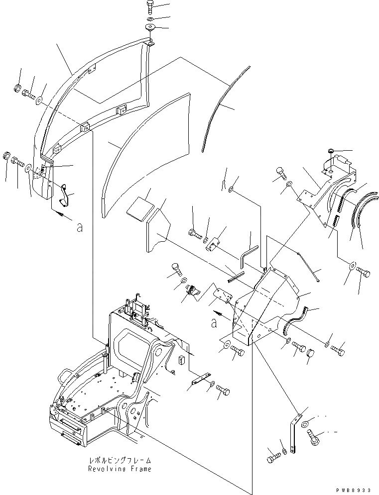 Схема запчастей Komatsu PC228US-1 - ПЕРЕДН. КРЫШКА(COVER) (/)(№-) ЧАСТИ КОРПУСА