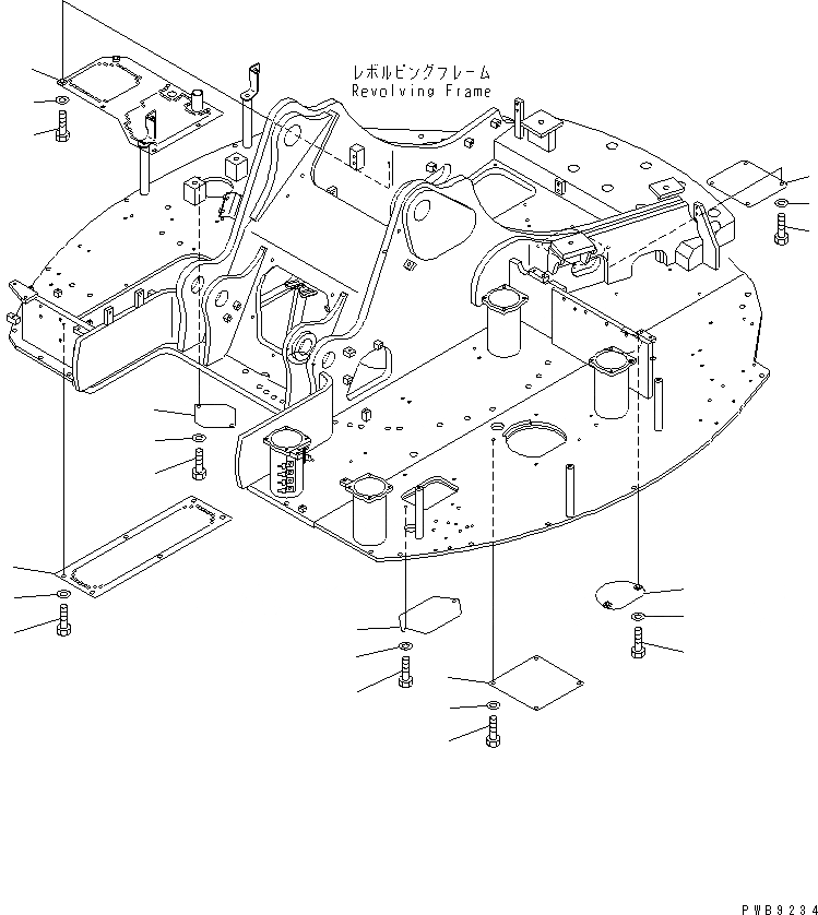 Схема запчастей Komatsu PC228US-1 - НИЖН. КРЫШКА(№-) ЧАСТИ КОРПУСА