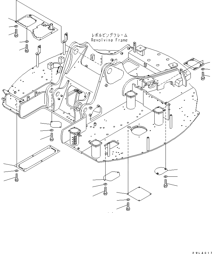 Схема запчастей Komatsu PC228US-1 - НИЖН. КРЫШКА(№-) ЧАСТИ КОРПУСА