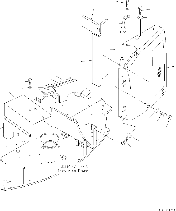 Схема запчастей Komatsu PC228USLC-2J - БОКОВ. КРЫШКА (ЛЕВ.) ЧАСТИ КОРПУСА