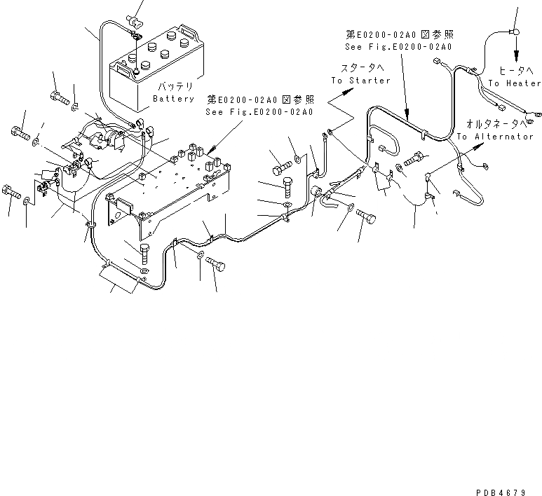 Схема запчастей Komatsu PC228UU-1-TN - ЭЛЕКТРОПРОВОДКА (ПРОВОДКА СТАРТЕРА)(№-) ЭЛЕКТРИКА