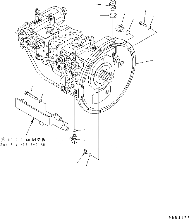 Схема запчастей Komatsu PC228UU-1-TN - ОСНОВН. НАСОС (СОЕДИНИТЕЛЬН. ЧАСТИ)(№-) ГИДРАВЛИКА