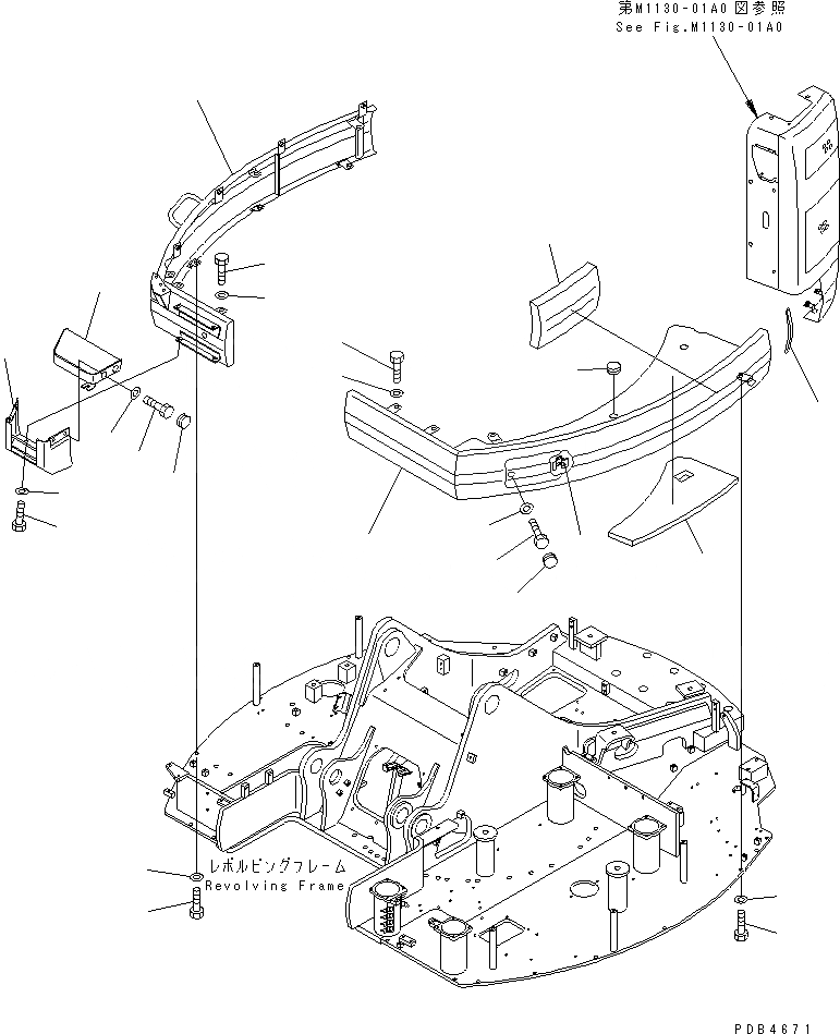 Схема запчастей Komatsu PC228UU-1-TN - БОКОВ. КРЫШКА (ПРАВ.)(№-) ЧАСТИ КОРПУСА