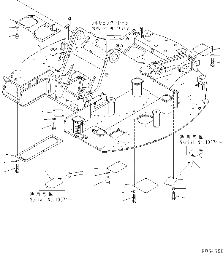 Схема запчастей Komatsu PC228UU-1-TN - НИЖН. КРЫШКА(№-7) ЧАСТИ КОРПУСА