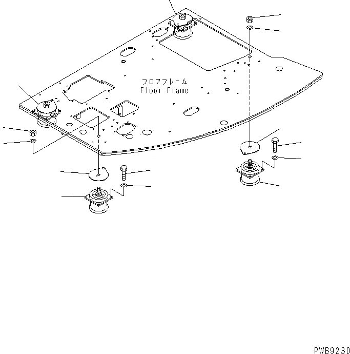 Схема запчастей Komatsu PC228US-1T - КРЕПЛЕНИЕ ПОЛА КАБИНА ОПЕРАТОРА И СИСТЕМА УПРАВЛЕНИЯ