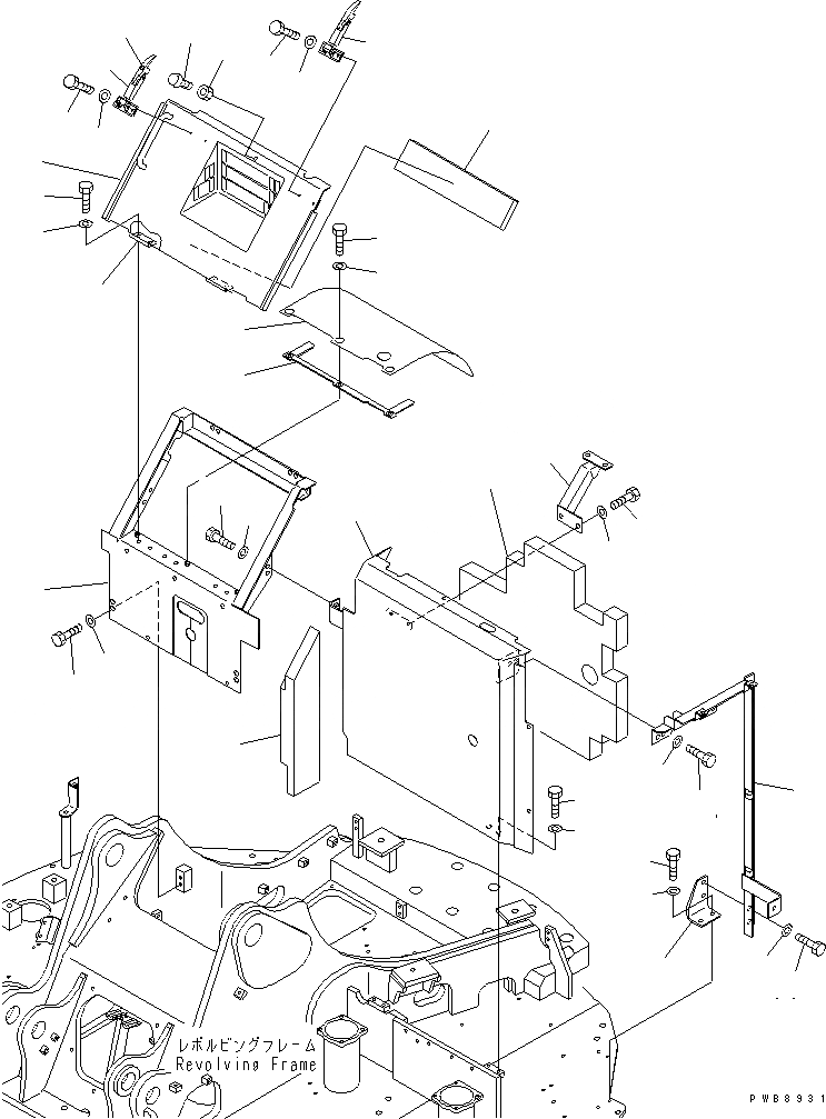 Схема запчастей Komatsu PC228US-1T - КАПОТ (ЧАСТЬITON COVER) (/) ЧАСТИ КОРПУСА