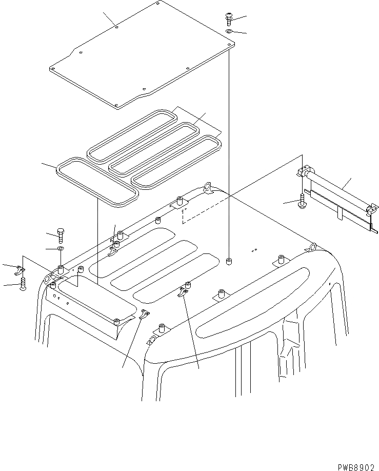 Схема запчастей Komatsu PC228UU-1 - КАБИНА (ОКНО В КРЫШЕ)(№7-) ОСНОВН. КОМПОНЕНТЫ И РЕМКОМПЛЕКТЫ
