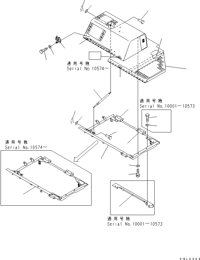 Схема запчастей Komatsu PC228UU-1 - КАПОТ (КАПОТ) (/)(№-7) ЧАСТИ КОРПУСА