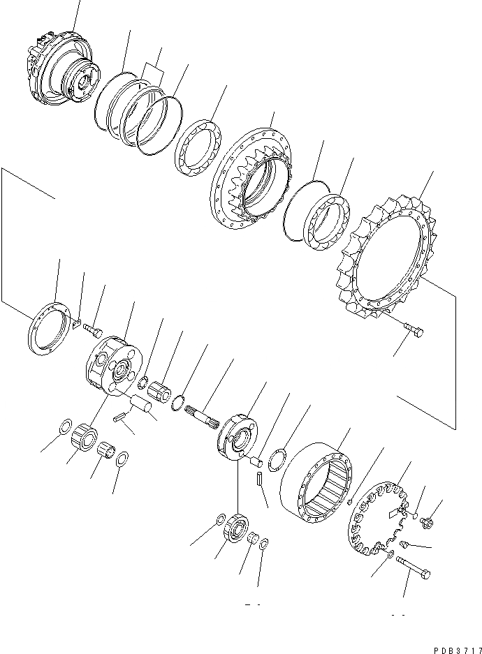 Схема запчастей Komatsu PC228UU-1 - КОНЕЧНАЯ ПЕРЕДАЧА (СКОРОСТЬ ДВИЖЕНИЯ 1) (ПОСТАВЛЯЕТСЯ ОТДЕЛЬНО)(№7-) ОСНОВН. КОМПОНЕНТЫ И РЕМКОМПЛЕКТЫ