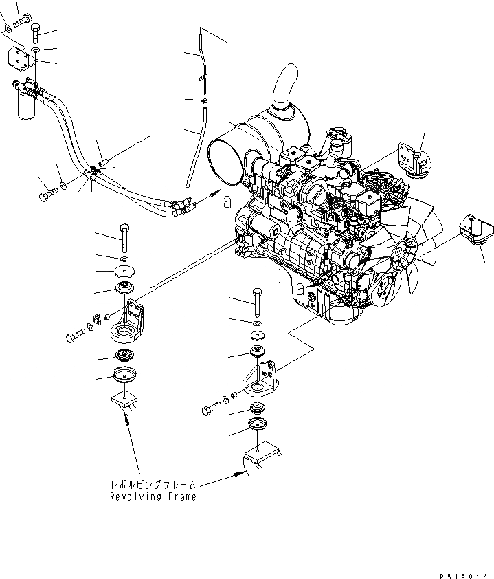 Схема запчастей Komatsu PC228US-3U - КРЕПЛЕНИЕ ДВИГАТЕЛЯ (ПОДУШКИ И ТРУБКА)(№-) КОМПОНЕНТЫ ДВИГАТЕЛЯ