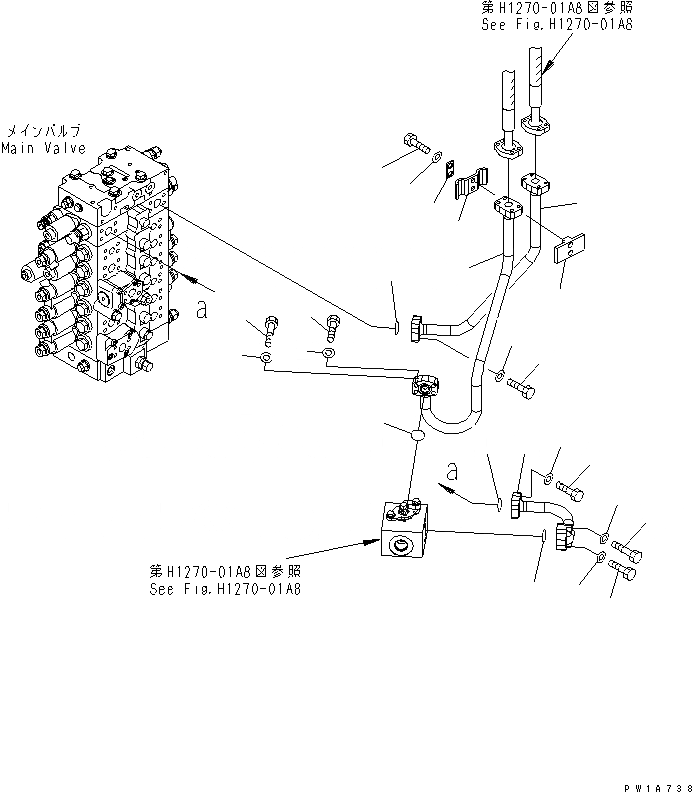 Схема запчастей Komatsu PC228US-3U - НАВЕСНОЕ ОБОРУД-Е (КРЕПЛЕНИЕ ШЛАНГОВ)(№-) ГИДРАВЛИКА