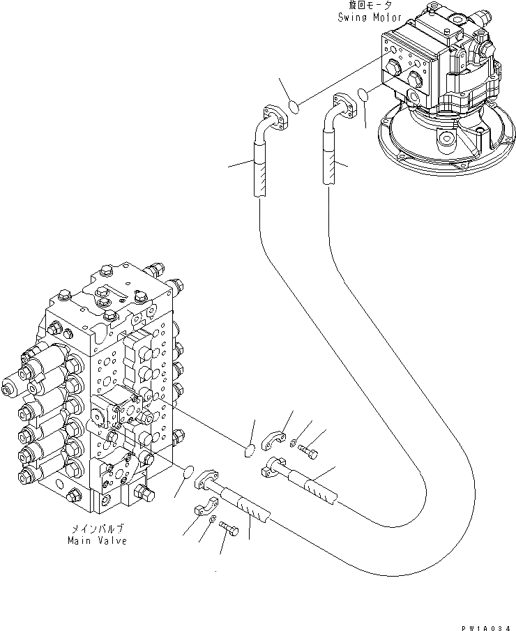 Схема запчастей Komatsu PC228US-3U - ЛИНИЯ ПОВОРОТА(№-) ГИДРАВЛИКА