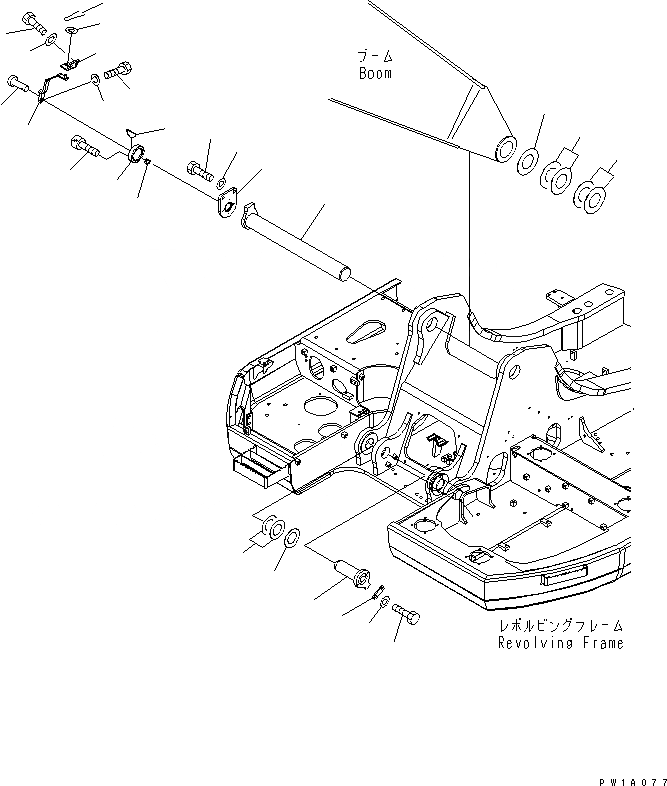 Схема запчастей Komatsu PC228US-3U - ПАЛЕЦ СТРЕЛЫ(YELНИЗ.)(№-) ОСНОВНАЯ РАМА И ЕЕ ЧАСТИ