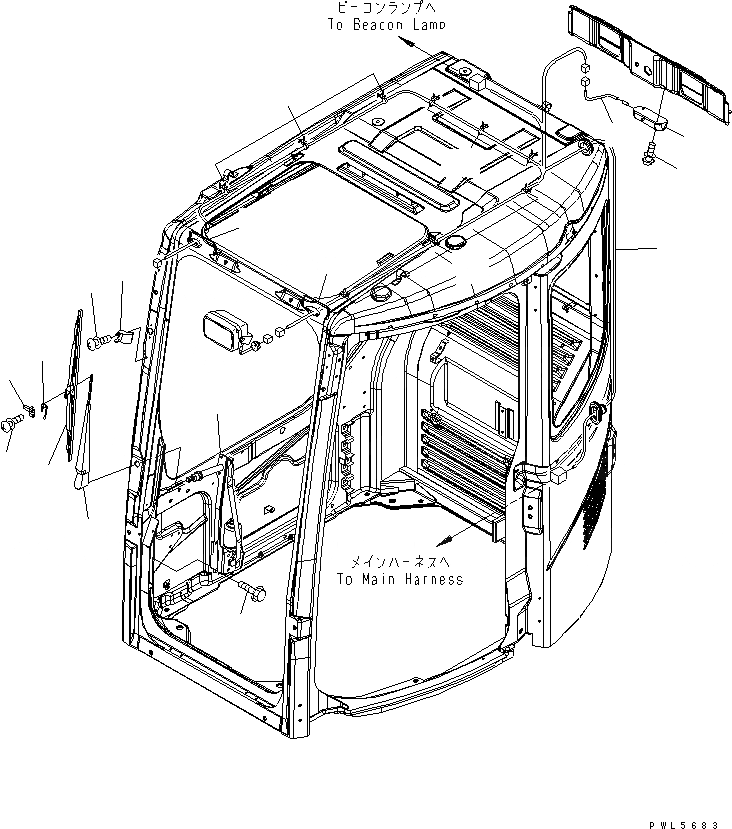 Схема запчастей Komatsu PC228US-3U - КАБИНА (ДВОРНИКИ И ОСВЕЩЕНИЕ)(№-) КАБИНА ОПЕРАТОРА И СИСТЕМА УПРАВЛЕНИЯ