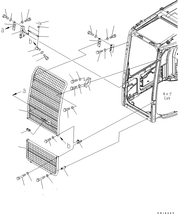 Схема запчастей Komatsu PC228US-3U - ФРОНТАЛЬНАЯ ЗАЩИТА (ПОЛН.)(№-) КАБИНА ОПЕРАТОРА И СИСТЕМА УПРАВЛЕНИЯ