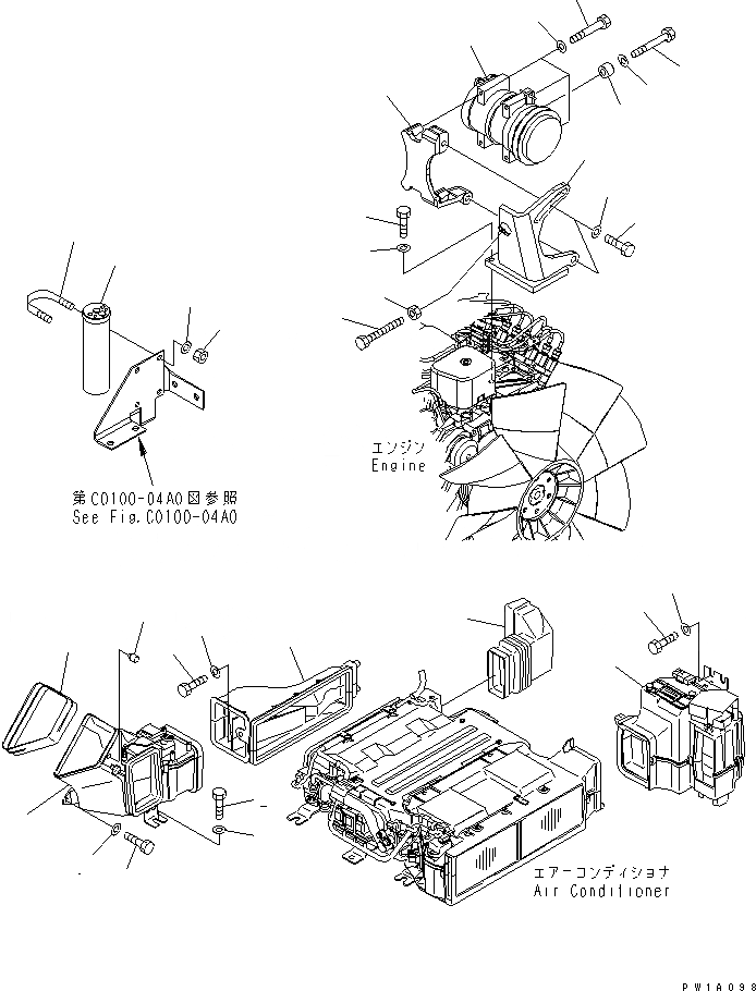 Схема запчастей Komatsu PC228US-3U - КОНДИЦ. ВОЗДУХА (БЛОК)(№-) КАБИНА ОПЕРАТОРА И СИСТЕМА УПРАВЛЕНИЯ