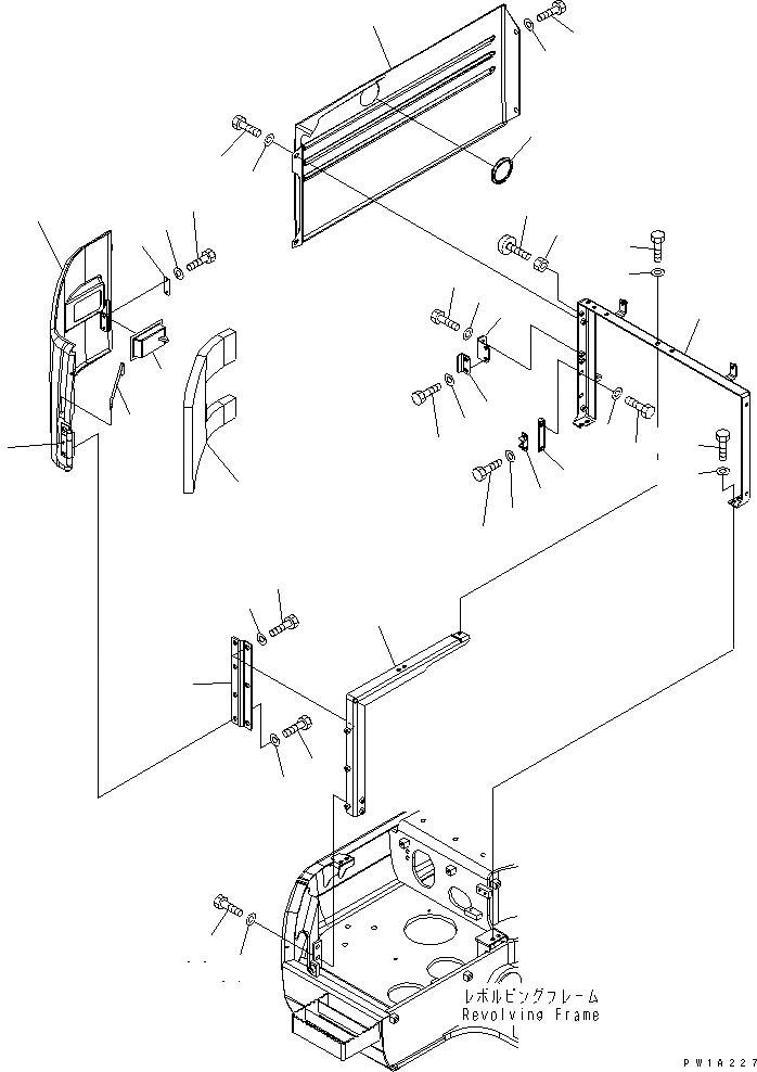 Схема запчастей Komatsu PC228US-3U - ПЕРЕДН. КРЫШКА(COVER) (/) (YELНИЗ.)(№-) ЧАСТИ КОРПУСА