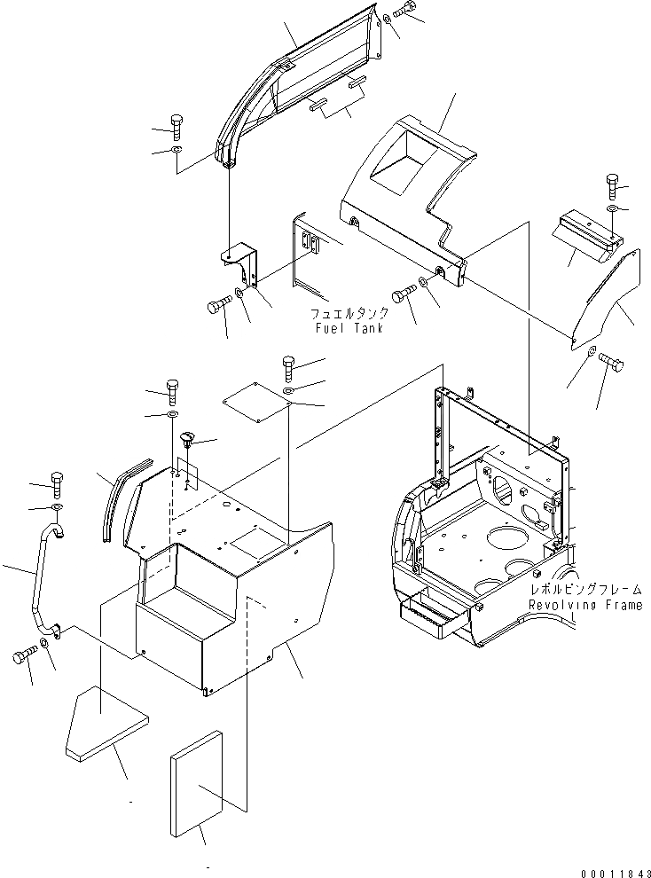 Схема запчастей Komatsu PC228US-3U - ПЕРЕДН. КРЫШКА(COVER) (/) (YELНИЗ.) ( АКТУАТОР) (РУКОЯТЬ КЛАПАН ПЕРЕГРУЗКИ)(№-) ЧАСТИ КОРПУСА