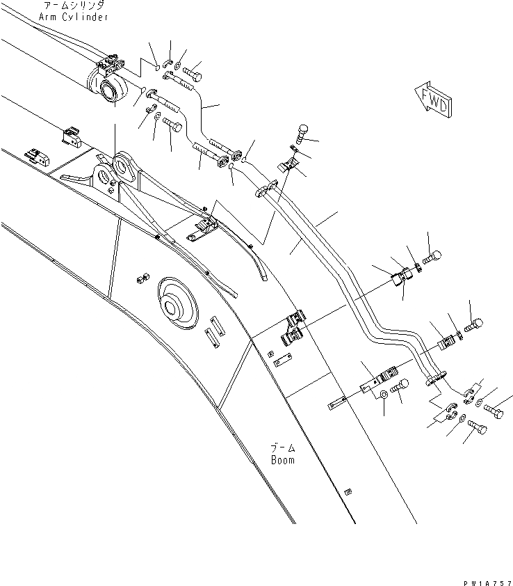 Схема запчастей Komatsu PC228US-3U - СТРЕЛА (.7M) (ЦИЛИНДР РУКОЯТИ) (YELНИЗ.)(№-) РАБОЧЕЕ ОБОРУДОВАНИЕ