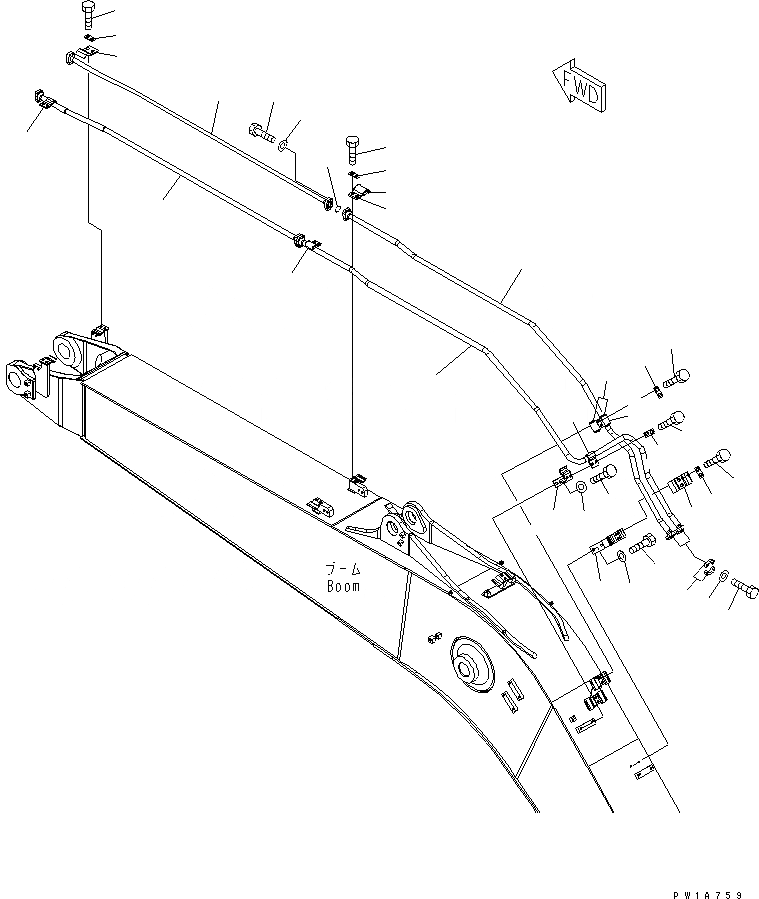 Схема запчастей Komatsu PC228US-3U - СТРЕЛА (.7M) (ЦИЛИНДР КОВША) (YELНИЗ.)(№-) РАБОЧЕЕ ОБОРУДОВАНИЕ