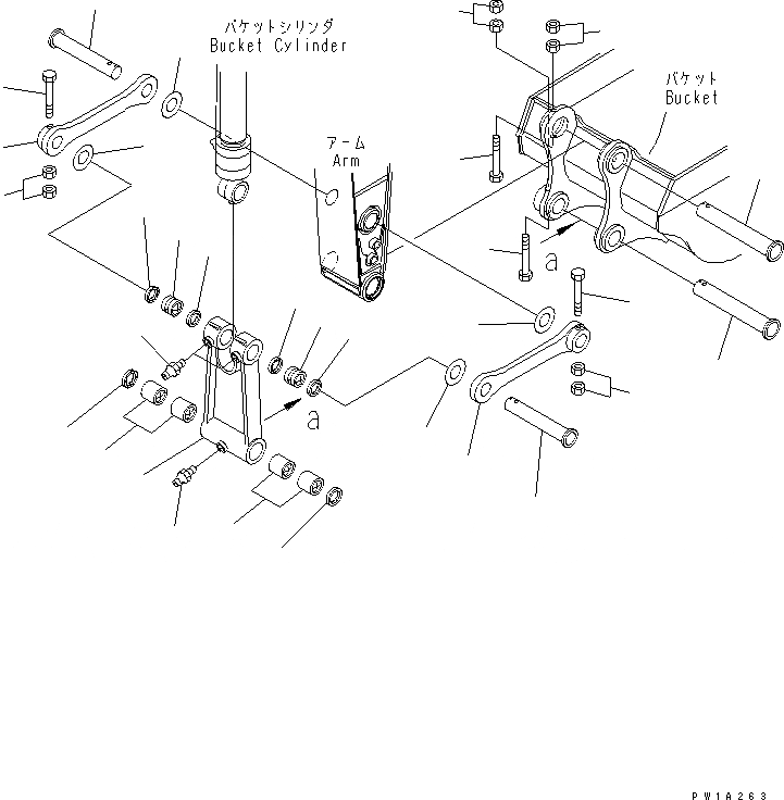 Схема запчастей Komatsu PC228US-3U - РУКОЯТЬ (.9M/.M) (СОЕДИНЕНИЕ КОВША) (YELНИЗ.)(№-) РАБОЧЕЕ ОБОРУДОВАНИЕ