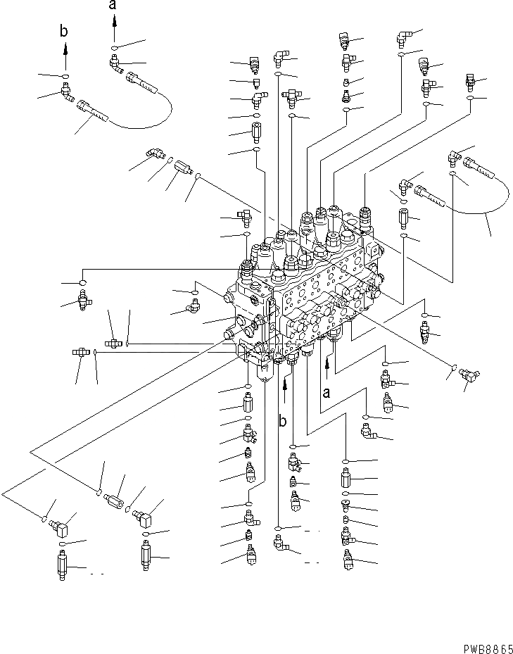 Схема запчастей Komatsu PC228US-2 - ОСНОВН. КЛАПАН (СОЕДИНИТЕЛЬН. ЧАСТИ) (ДЛЯ MONO-СТРЕЛА) ГИДРАВЛИКА
