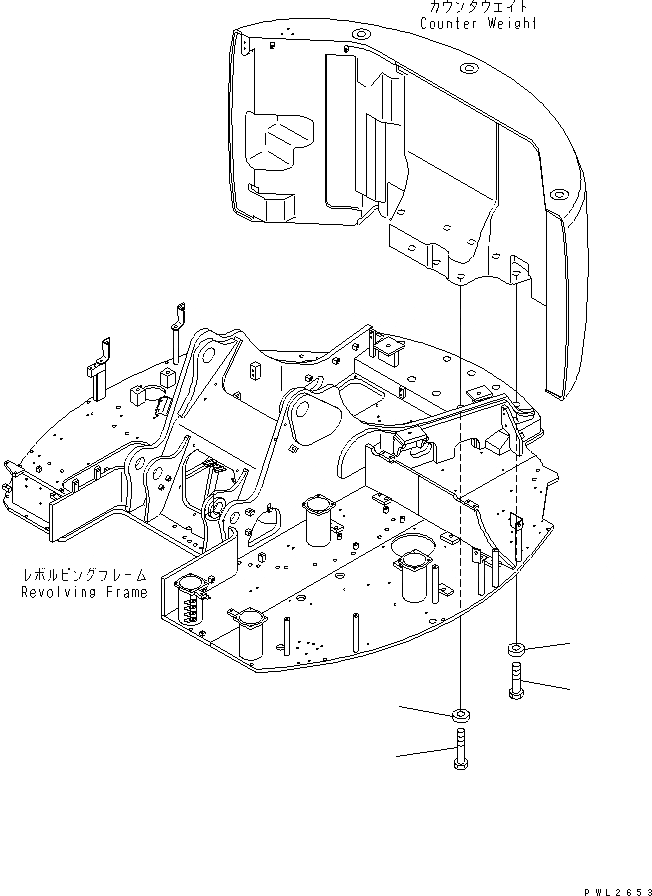 Схема запчастей Komatsu PC228US-2 - КРЕПЛЕНИЕ ПРОТИВОВЕСА ЧАСТИ КОРПУСА