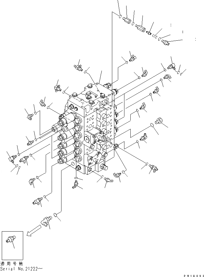 Схема запчастей Komatsu PC228USLC-3U - ОСНОВН. КЛАПАН (СОЕДИНИТЕЛЬН. ЧАСТИ) (ДЛЯ ПОДЪЕМА РУКОЯТИ)(№-) ГИДРАВЛИКА