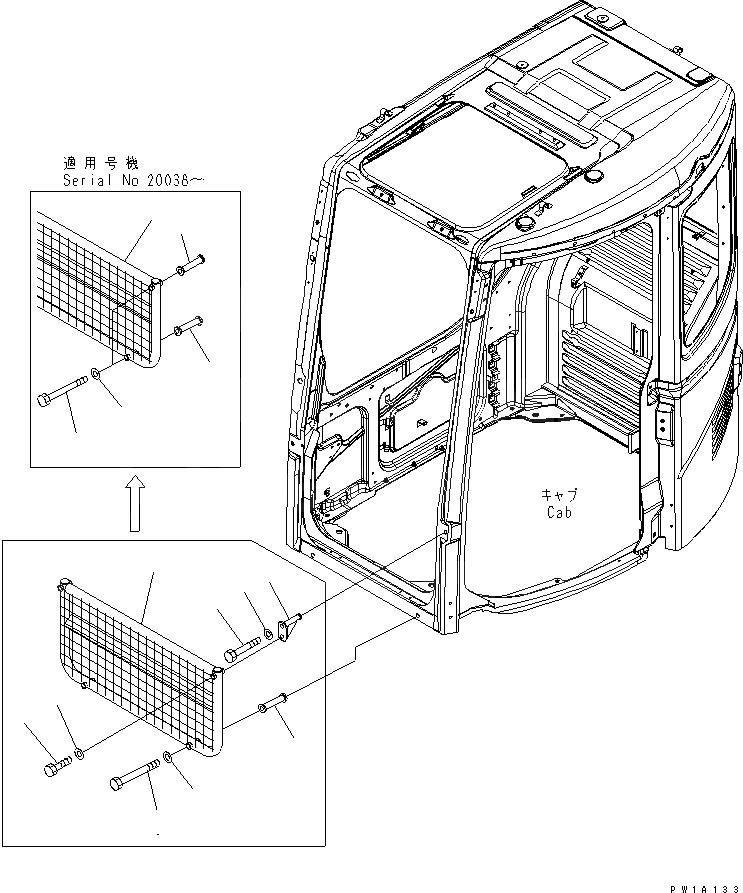 Схема запчастей Komatsu PC228USLC-3U - ФРОНТАЛЬНАЯ ЗАЩИТА (ПОЛОВИН.)(№-) КАБИНА ОПЕРАТОРА И СИСТЕМА УПРАВЛЕНИЯ