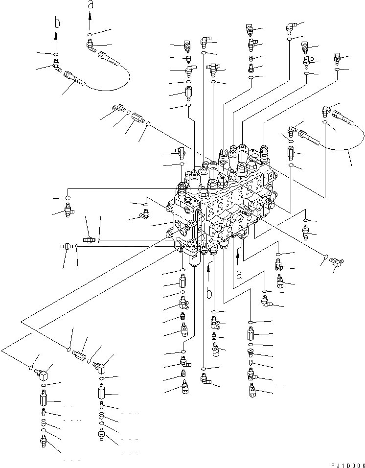 Схема запчастей Komatsu PC228US-1-TN - ОСНОВН. КЛАПАН (СОЕДИНИТЕЛЬН. ЧАСТИ) (ДЛЯ MONO-СТРЕЛА) ГИДРАВЛИКА