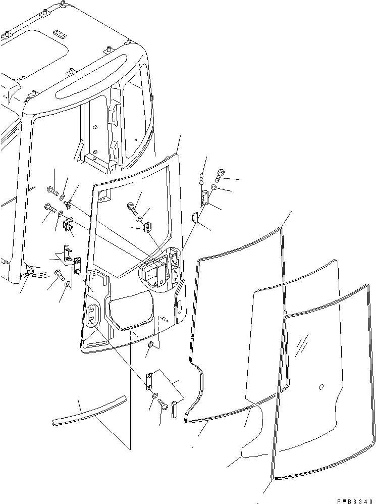 Схема запчастей Komatsu PC228US-1-TN - КАБИНА (ДВЕРЬ)(№-9) ОСНОВН. КОМПОНЕНТЫ И РЕМКОМПЛЕКТЫ