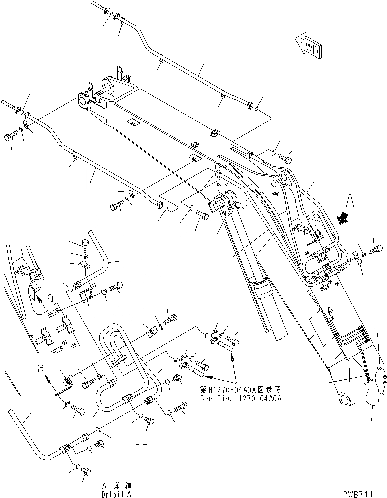 Схема запчастей Komatsu PC228US-1-TN - MONO-СТРЕЛА (.M) (НАВЕСНОЕ ОБОРУД-Е И ЭЛЕКТРОПРОВОДКА ОСВЕЩЕНИЯ) РАБОЧЕЕ ОБОРУДОВАНИЕ