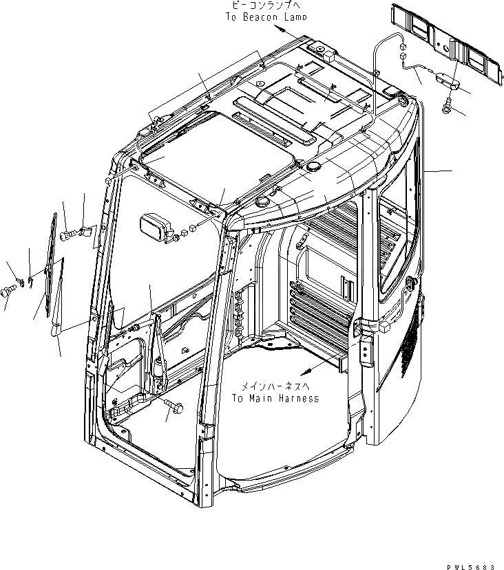 Схема запчастей Komatsu PC228USLC-3S - КАБИНА (ДВОРНИКИ И ОСВЕЩЕНИЕ)(№-) КАБИНА ОПЕРАТОРА И СИСТЕМА УПРАВЛЕНИЯ