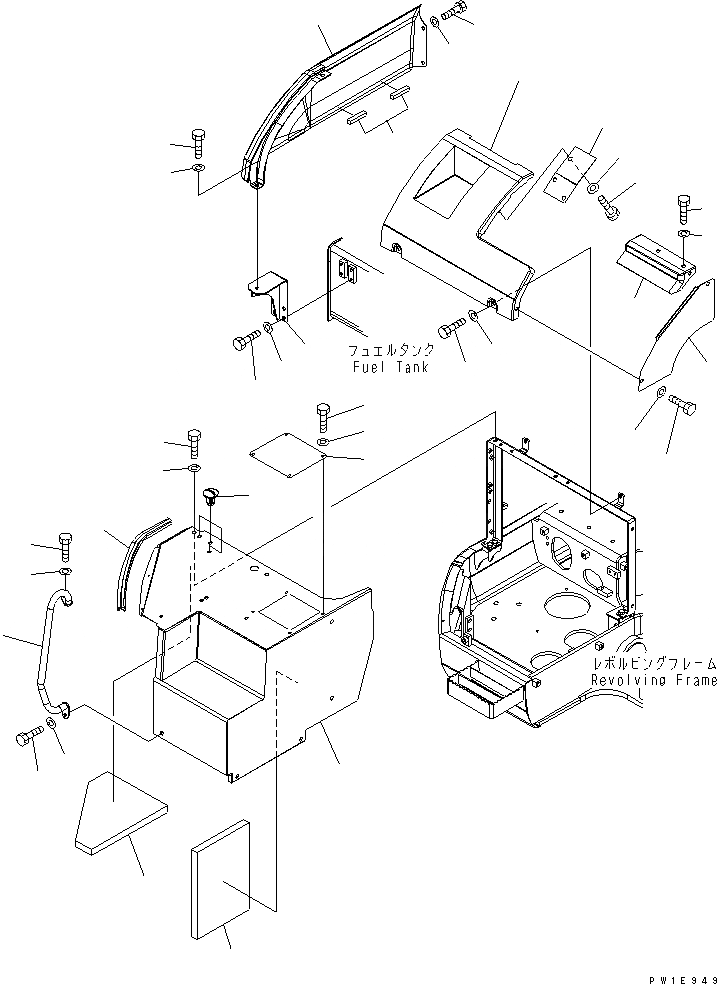 Схема запчастей Komatsu PC228USLC-3S - ПЕРЕДН. КРЫШКА(COVER) (/) (YELНИЗ.) (ДЛЯ АКТУАТОР ИЛИ РУКОЯТЬ CRANE)(№7-) ЧАСТИ КОРПУСА