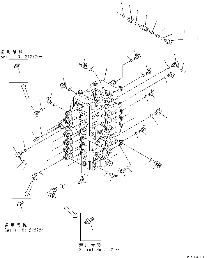 Схема запчастей Komatsu PC228US-3-AA - ОСНОВН. КЛАПАН (СОЕДИНИТЕЛЬН. ЧАСТИ)(№-) ГИДРАВЛИКА